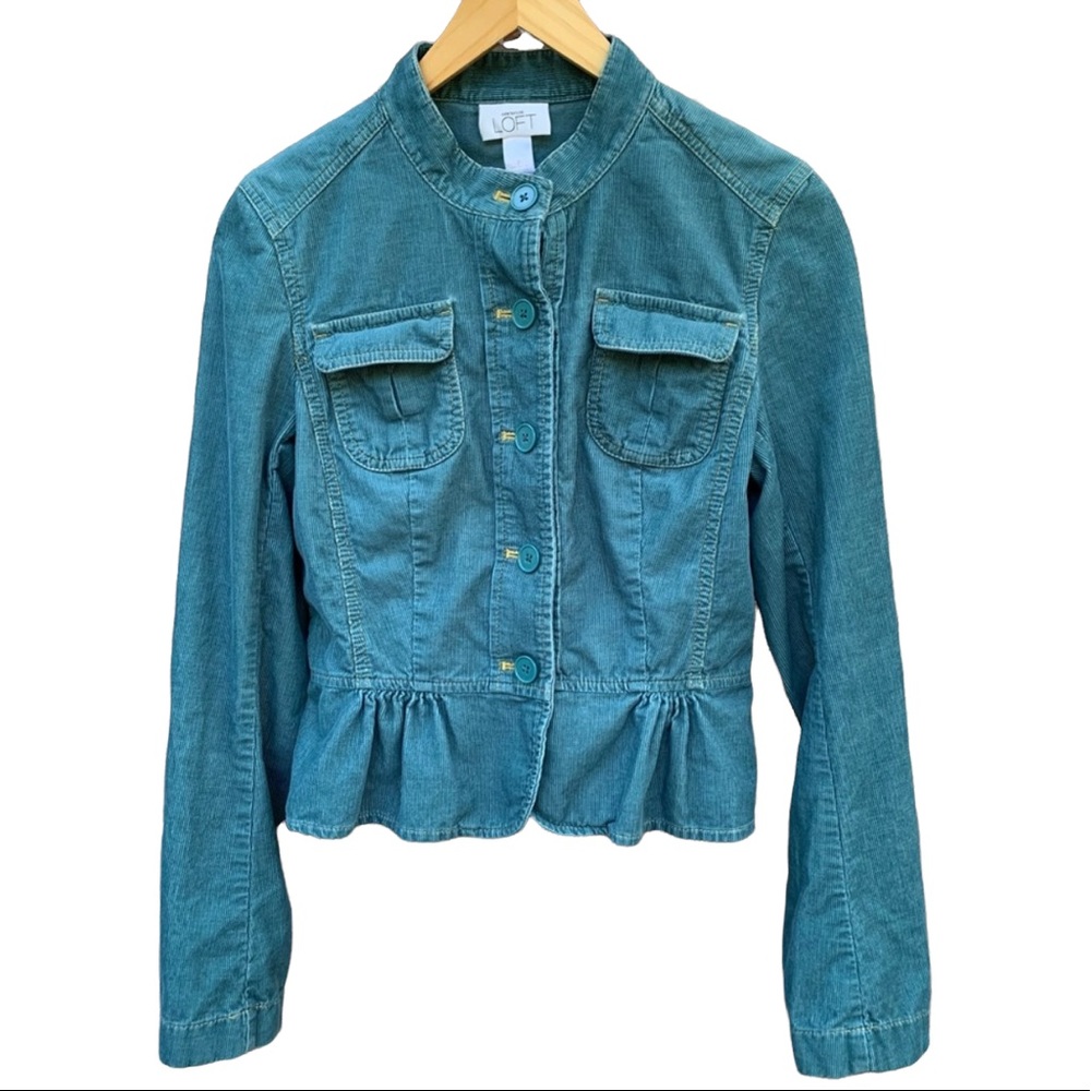 Ann Taylor LOFT Women’s Jade Corduroy Cropped Peplum Blazer Size 4